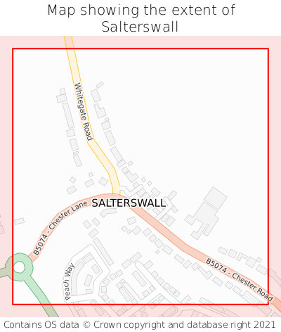 Map showing extent of Salterswall as bounding box