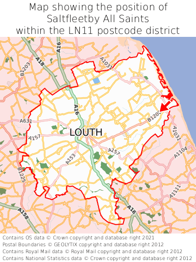 Map showing location of Saltfleetby All Saints within LN11