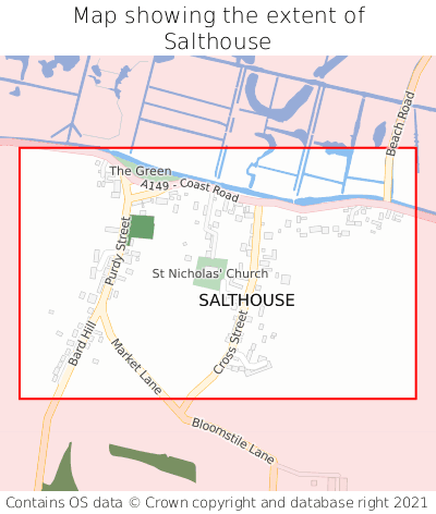 Map showing extent of Salthouse as bounding box
