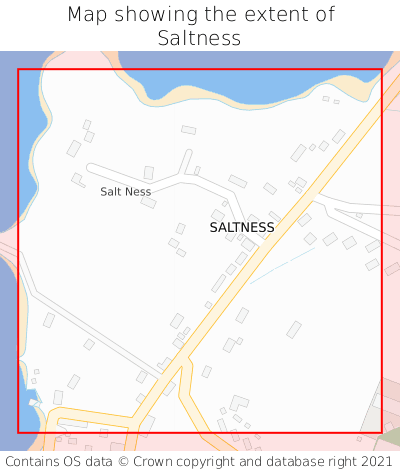 Map showing extent of Saltness as bounding box
