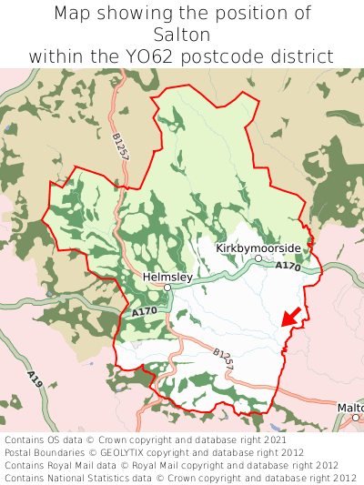 Map showing location of Salton within YO62