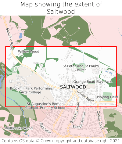 Map showing extent of Saltwood as bounding box