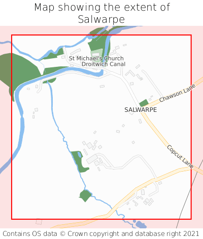 Map showing extent of Salwarpe as bounding box
