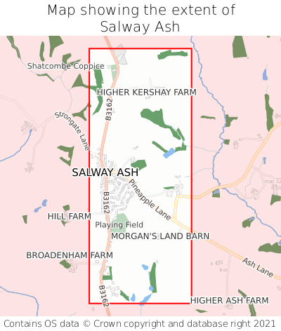 Map showing extent of Salway Ash as bounding box