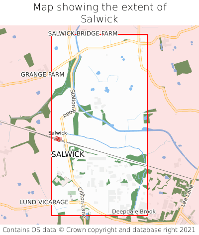 Map showing extent of Salwick as bounding box