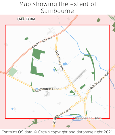 Map showing extent of Sambourne as bounding box