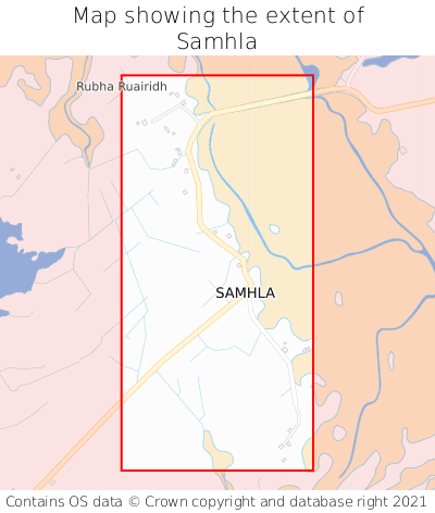 Map showing extent of Samhla as bounding box