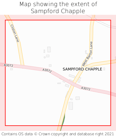 Map showing extent of Sampford Chapple as bounding box