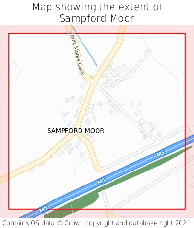 Map showing extent of Sampford Moor as bounding box