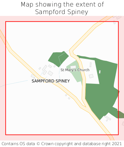 Map showing extent of Sampford Spiney as bounding box