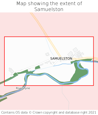 Map showing extent of Samuelston as bounding box