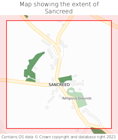 Map showing extent of Sancreed as bounding box