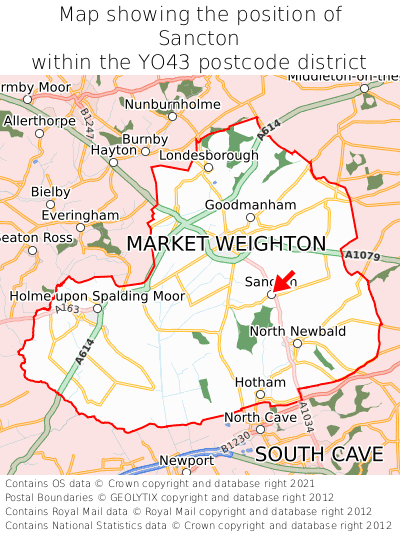Map showing location of Sancton within YO43