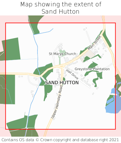 Map showing extent of Sand Hutton as bounding box