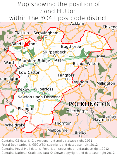 Map showing location of Sand Hutton within YO41