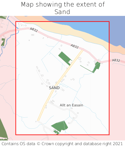 Map showing extent of Sand as bounding box