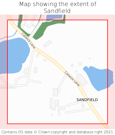 Map showing extent of Sandfield as bounding box