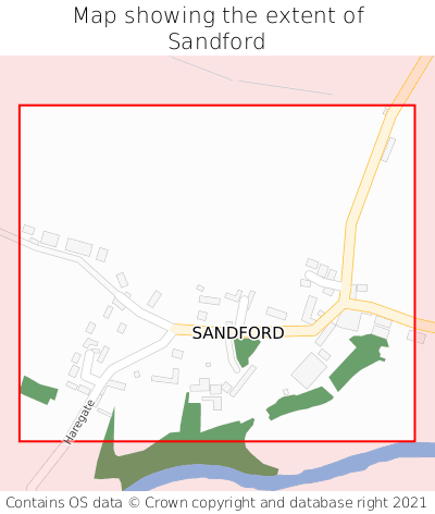 Map showing extent of Sandford as bounding box