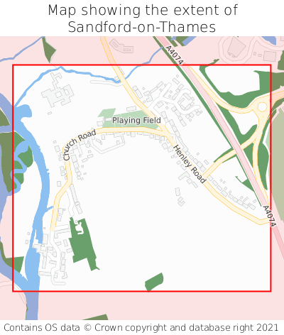Map showing extent of Sandford-on-Thames as bounding box