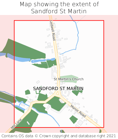 Map showing extent of Sandford St Martin as bounding box