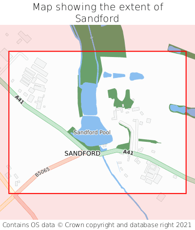 Map showing extent of Sandford as bounding box