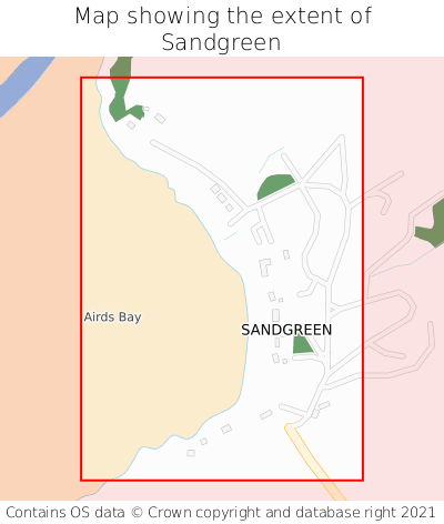 Map showing extent of Sandgreen as bounding box