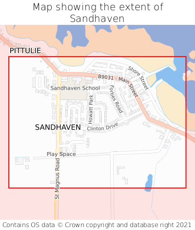 Map showing extent of Sandhaven as bounding box