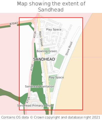 Map showing extent of Sandhead as bounding box