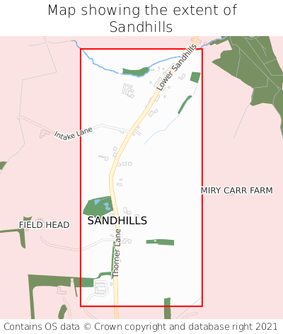 Map showing extent of Sandhills as bounding box