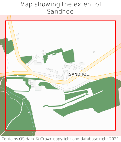 Map showing extent of Sandhoe as bounding box