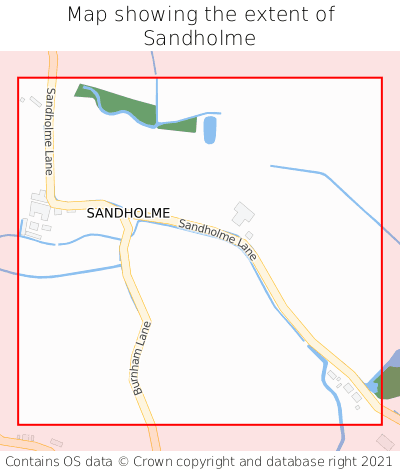 Map showing extent of Sandholme as bounding box