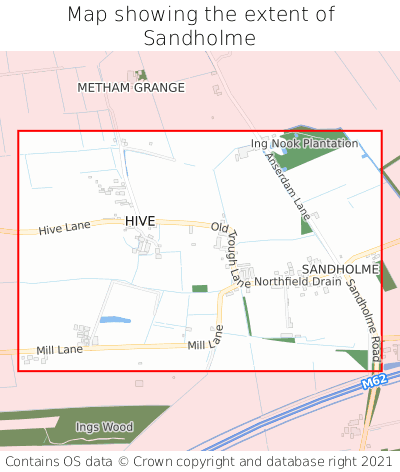 Map showing extent of Sandholme as bounding box