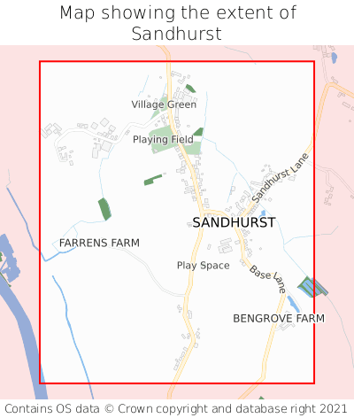 Map showing extent of Sandhurst as bounding box