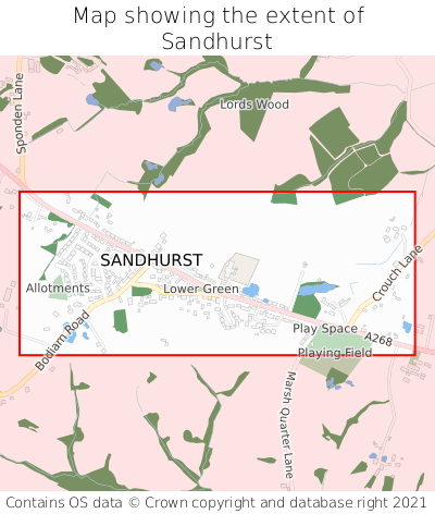 Map showing extent of Sandhurst as bounding box