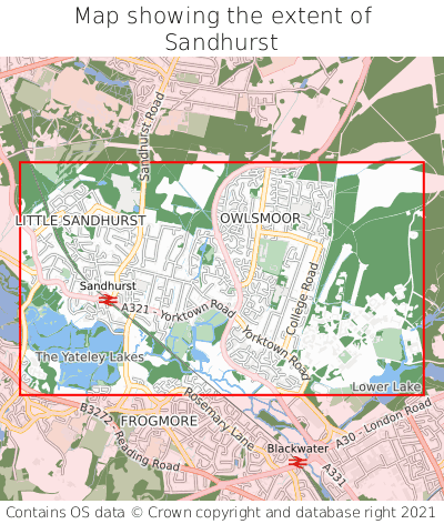 Map showing extent of Sandhurst as bounding box