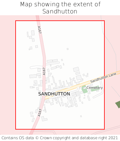 Map showing extent of Sandhutton as bounding box