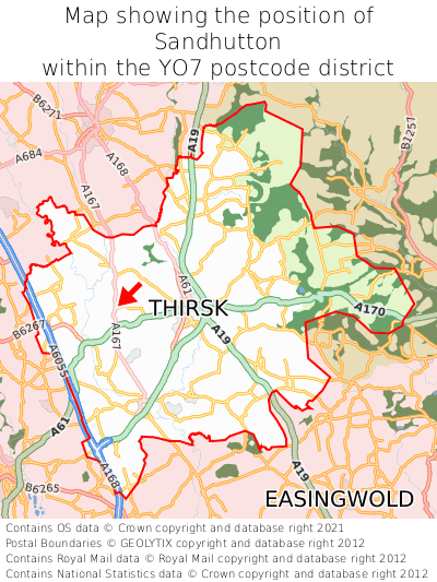 Map showing location of Sandhutton within YO7