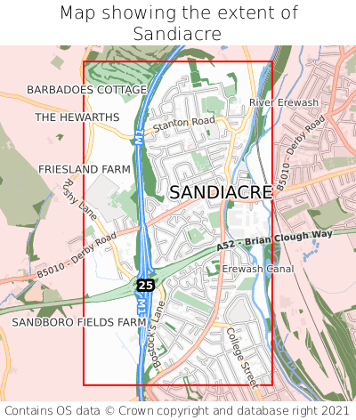 Map showing extent of Sandiacre as bounding box