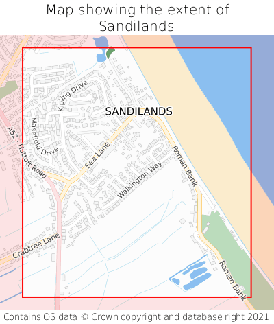 Map showing extent of Sandilands as bounding box