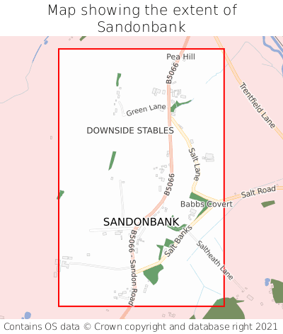 Map showing extent of Sandonbank as bounding box