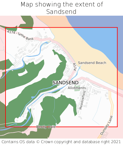 Map showing extent of Sandsend as bounding box