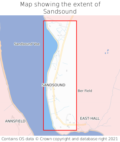 Map showing extent of Sandsound as bounding box