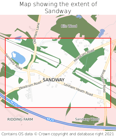 Map showing extent of Sandway as bounding box