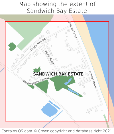 Map showing extent of Sandwich Bay Estate as bounding box