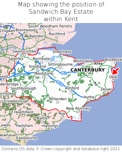 Map showing location of Sandwich Bay Estate within Kent