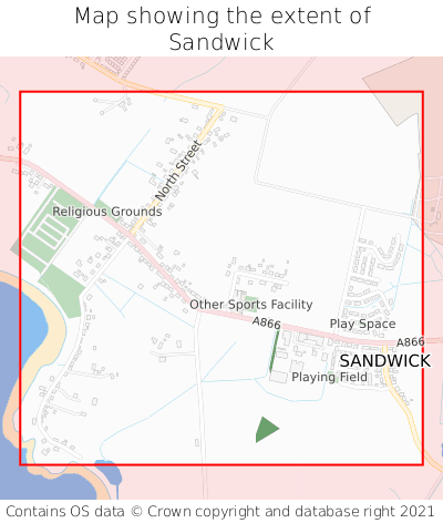 Map showing extent of Sandwick as bounding box