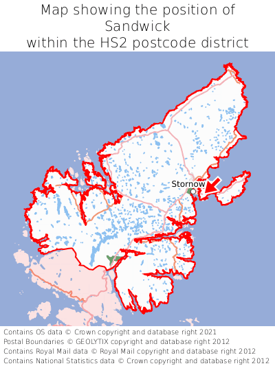 Map showing location of Sandwick within HS2