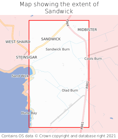 Map showing extent of Sandwick as bounding box