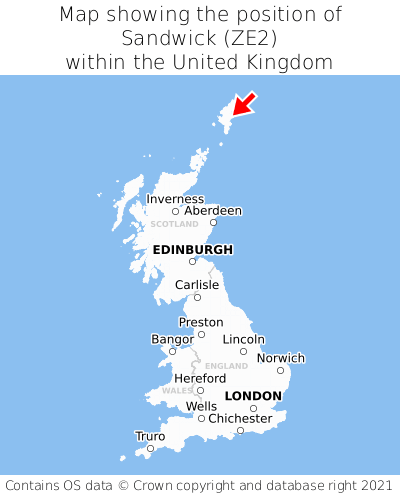 Map showing location of Sandwick within the UK