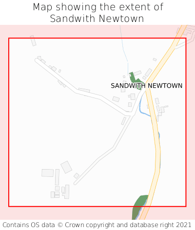 Map showing extent of Sandwith Newtown as bounding box